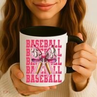 Baseball Player Baseball Girl Mom Mothers Day Coquette Bow Coffee Mug thumb 3