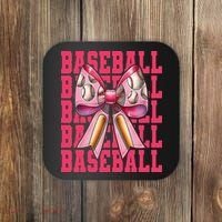 Baseball Player Baseball Girl Mom Mothers Day Coquette Bow Coaster thumb 0