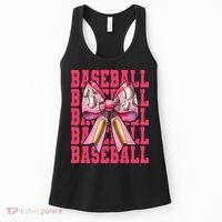 Baseball Player Baseball Girl Mom Mothers Day Coquette Bow Women's Tank Top thumb 0