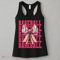 Baseball Player Baseball Girl Mom Mothers Day Coquette Bow Women's Tank Top thumb 3