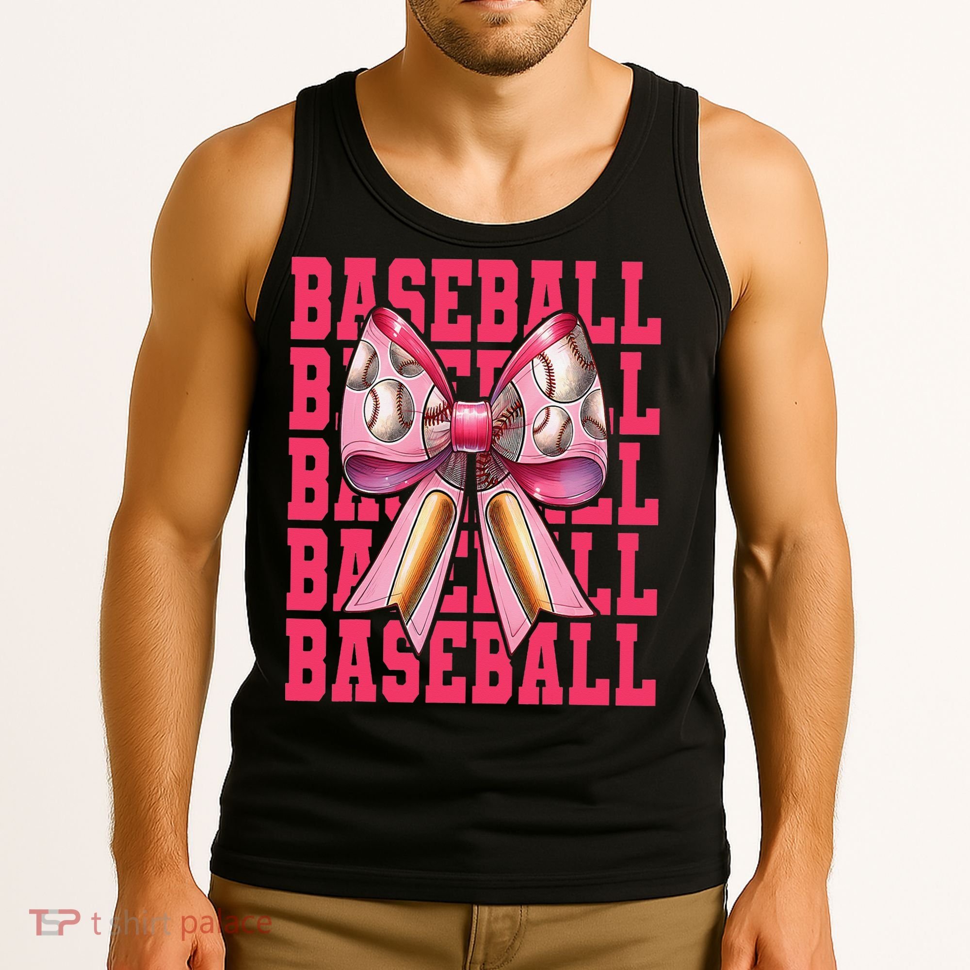 Baseball Player Baseball Girl Mom Mothers Day Coquette Bow Tank Top