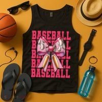 Baseball Player Baseball Girl Mom Mothers Day Coquette Bow Tank Top thumb 4