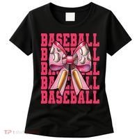 Baseball Player Baseball Girl Mom Mothers Day Coquette Bow Women's T-Shirt thumb 0