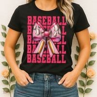 Baseball Player Baseball Girl Mom Mothers Day Coquette Bow Women's T-Shirt thumb 2