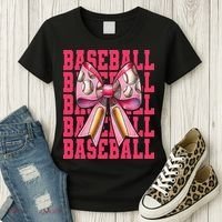 Baseball Player Baseball Girl Mom Mothers Day Coquette Bow Women's T-Shirt thumb 3