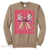 Baseball Player Baseball Girl Mom Mothers Day Coquette Bow Sweatshirt thumb 0