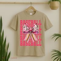 Baseball Player Baseball Girl Mom Mothers Day Coquette Bow T-Shirt thumb 2