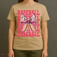Baseball Player Baseball Girl Mom Mothers Day Coquette Bow T-Shirt thumb 4
