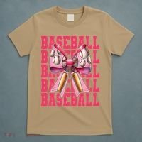 Baseball Player Baseball Girl Mom Mothers Day Coquette Bow T-Shirt thumb 5
