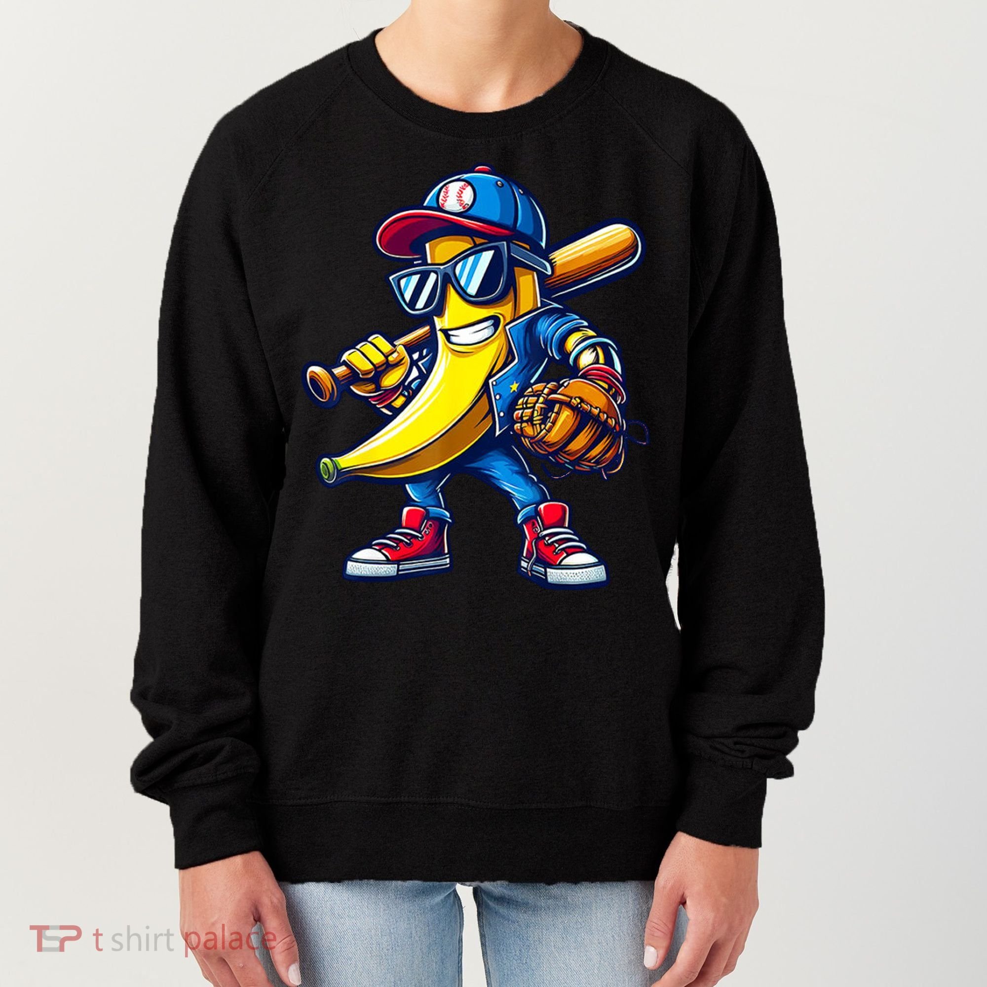 Banana Playing Baseball Fruit Lover Baseball Women's Sweatshirt