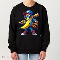 Banana Playing Baseball Fruit Lover Baseball Women's Sweatshirt thumb 0