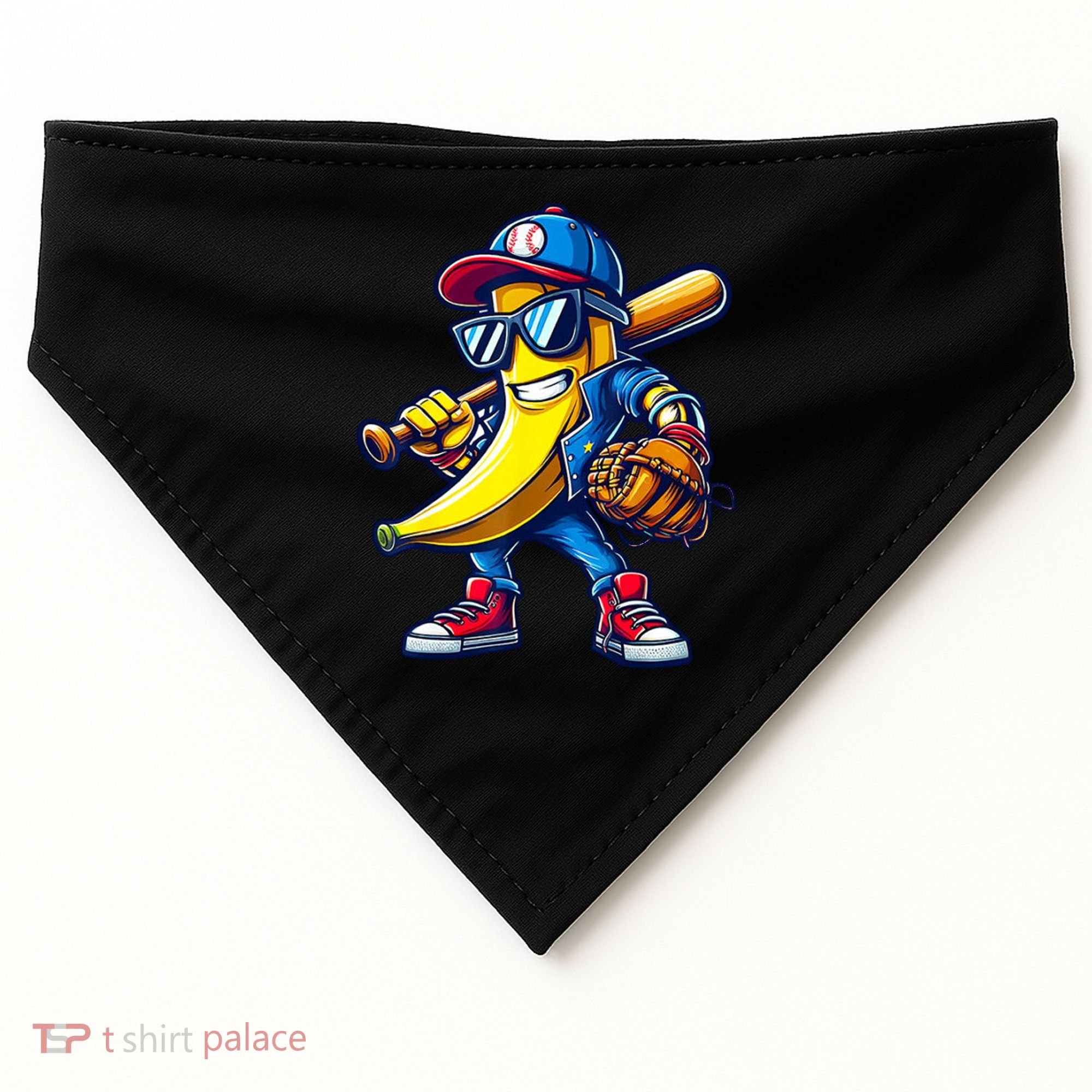 Banana Playing Baseball Fruit Lover Baseball USA-Made Doggie Bandana