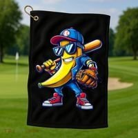 Banana Playing Baseball Fruit Lover Baseball Golf Towel thumb 1