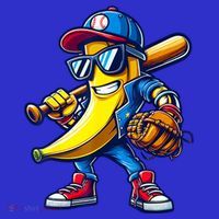 Banana Playing Baseball Fruit Lover Baseball Mousepad thumb 1