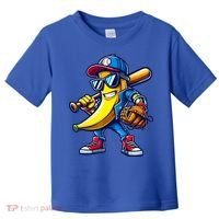 Banana Playing Baseball Fruit Lover Baseball Toddler T-Shirt thumb 0