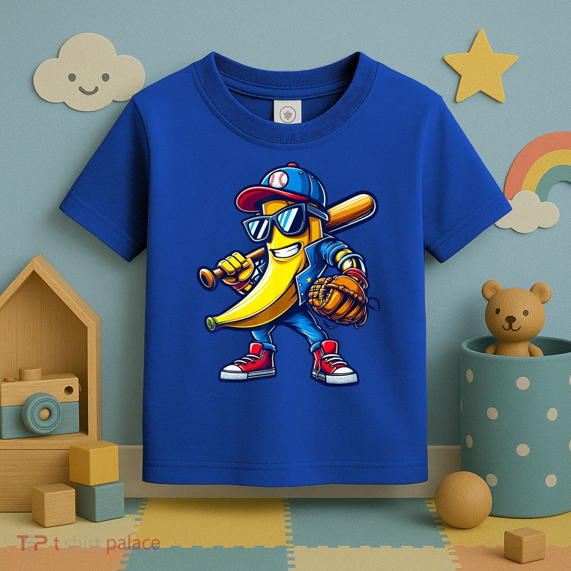 Banana Playing Baseball Fruit Lover Baseball Toddler T-Shirt