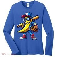 Banana Playing Baseball Fruit Lover Baseball Women's Long Sleeve Shirt thumb 0