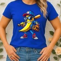 Banana Playing Baseball Fruit Lover Baseball Women's T-Shirt thumb 2