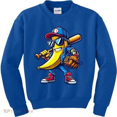 Banana Playing Baseball Fruit Lover Baseball Kids Sweatshirt