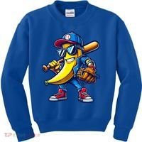 Banana Playing Baseball Fruit Lover Baseball Kids Sweatshirt thumb 0