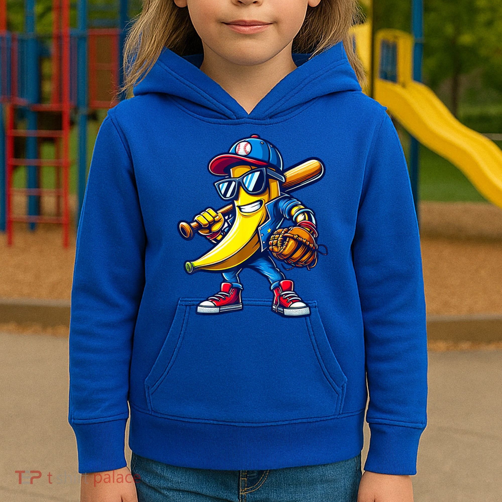Banana Playing Baseball Fruit Lover Baseball Kids Hoodie