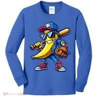Banana Playing Baseball Fruit Lover Baseball Kids Long Sleeve Shirt thumb 0