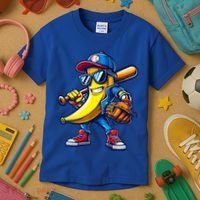 Banana Playing Baseball Fruit Lover Baseball Kids T-Shirt thumb 3