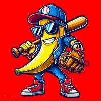 Banana Playing Baseball Fruit Lover Baseball Santa Hat thumb 1