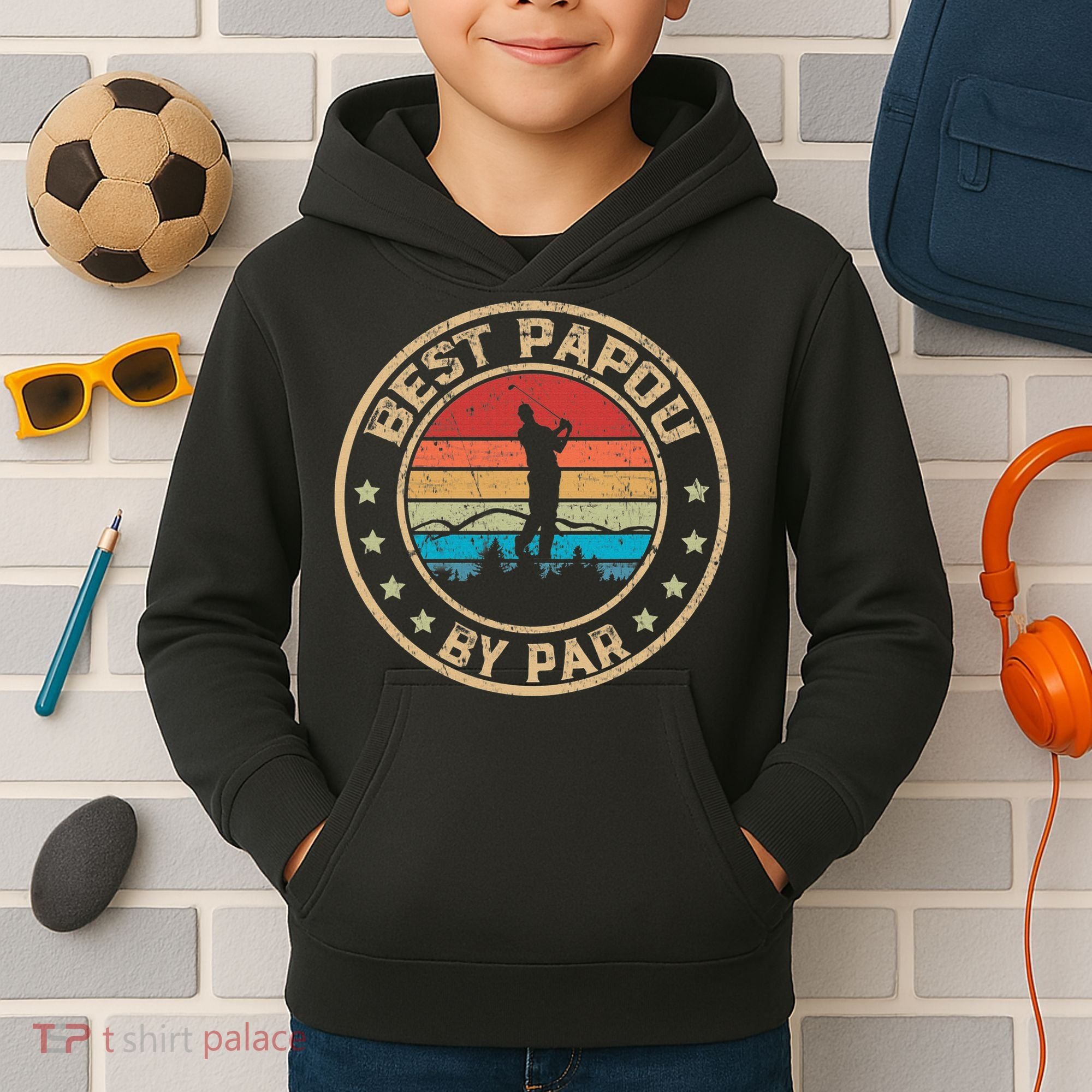 Best Papou By Par Father's Day Funny Golfing Kids Hoodie