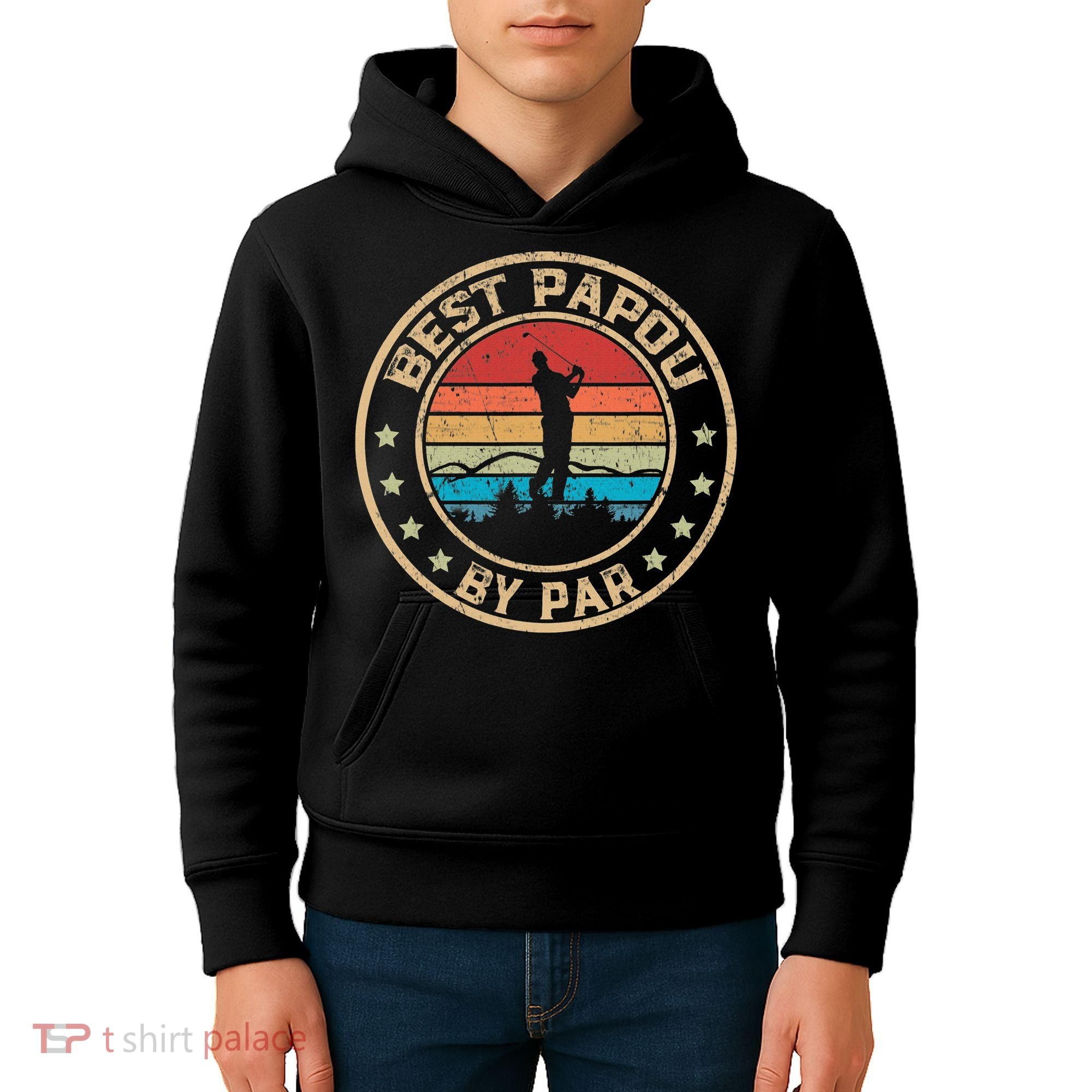 Best Papou By Par Father's Day Funny Golfing Kids Hoodie