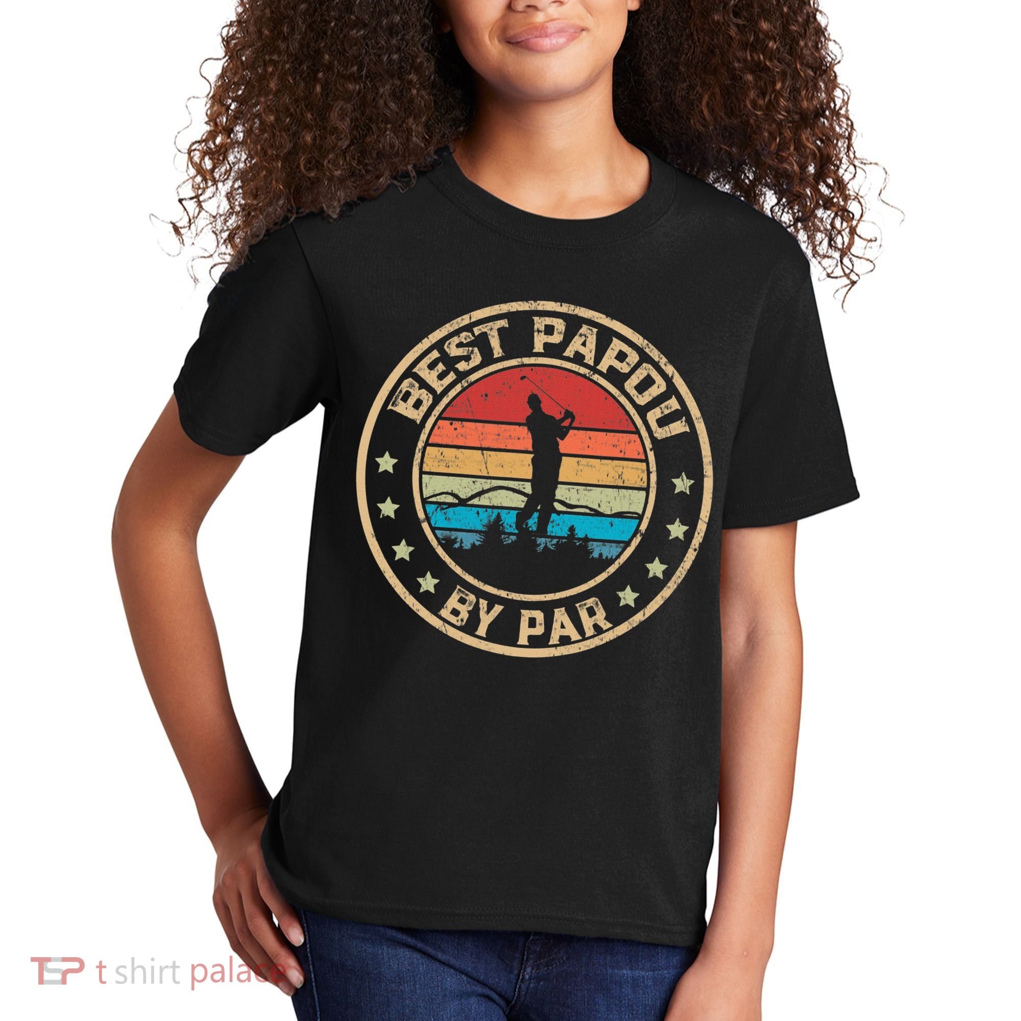 Best Papou By Par Father's Day Funny Golfing Kids T-Shirt