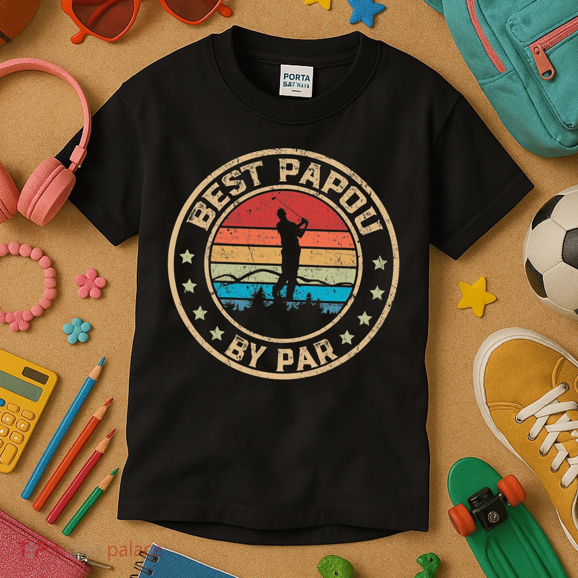Best Papou By Par Father's Day Funny Golfing Kids T-Shirt