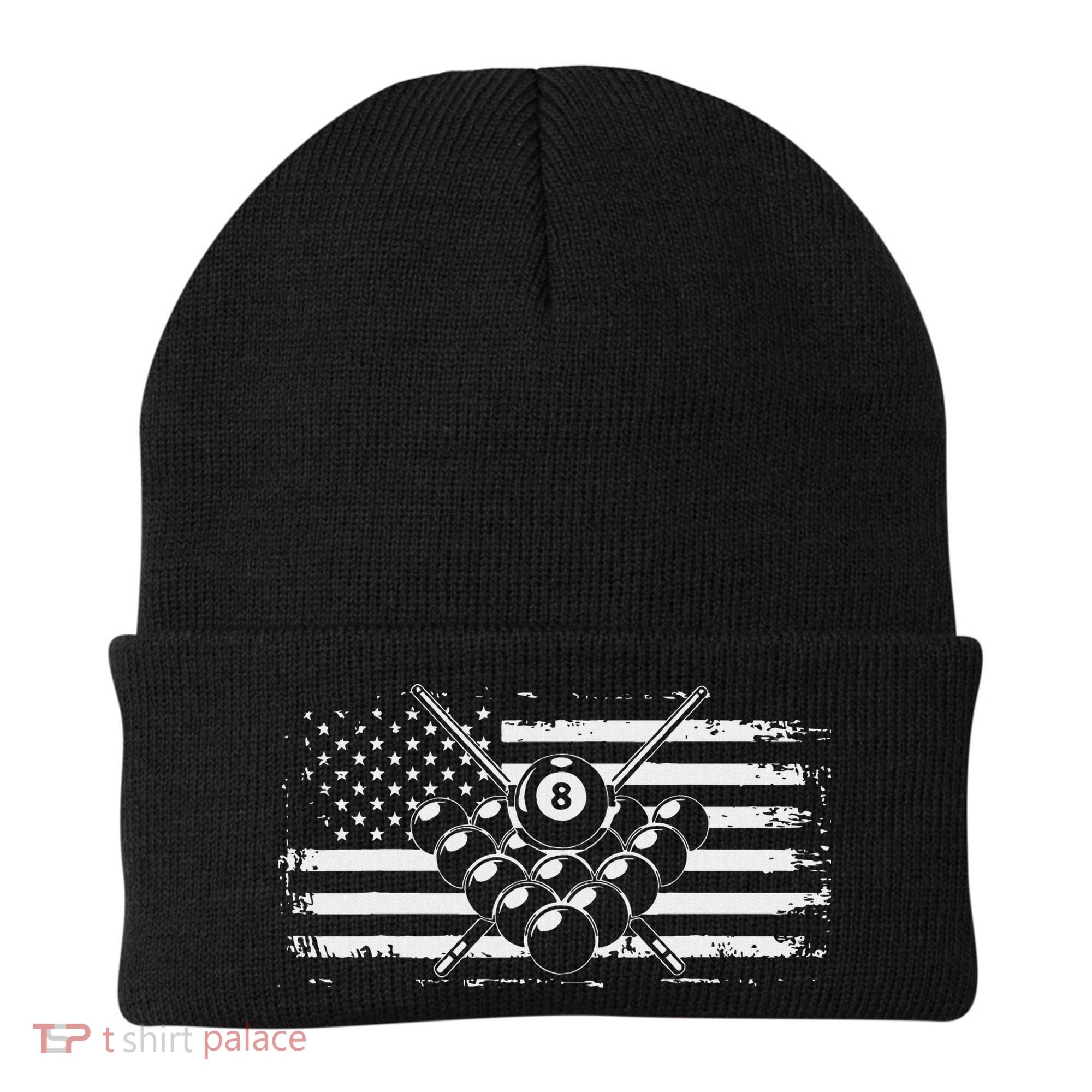 Billiards Pool Billiards American Flag Gift Beanie