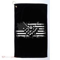 Billiards Pool Billiards American Flag Gift Golf Towel thumb 0