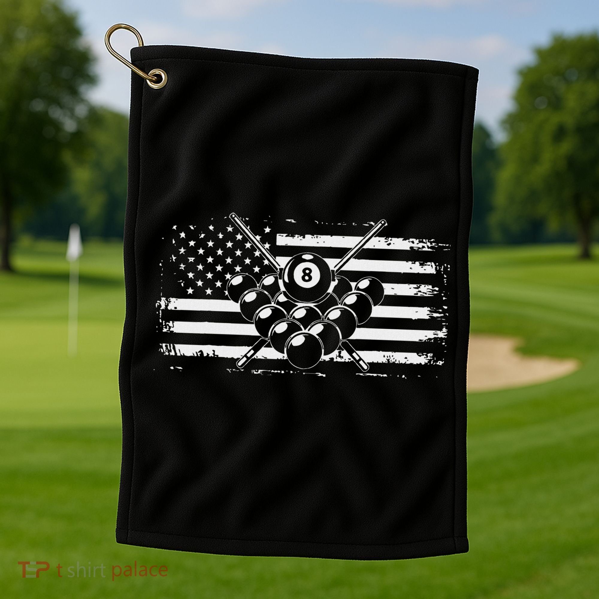 Billiards Pool Billiards American Flag Gift Golf Towel
