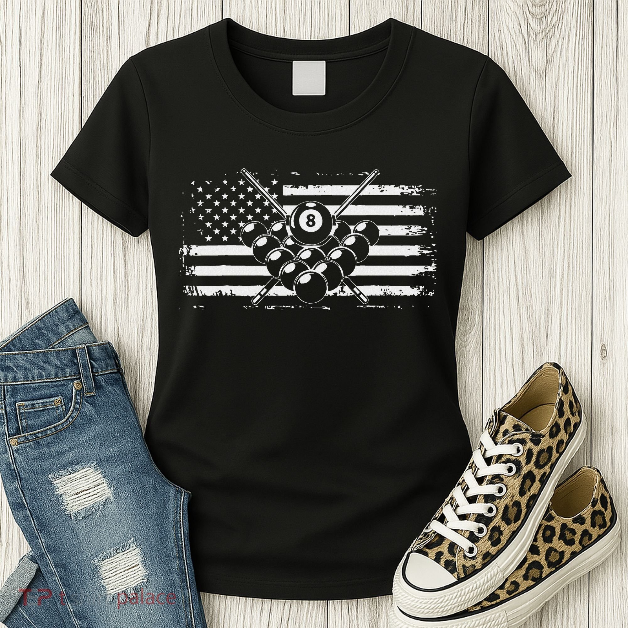 Billiards Pool Billiards American Flag Gift Women's T-Shirt