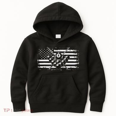 Billiards Pool Billiards American Flag Gift Kids Hoodie