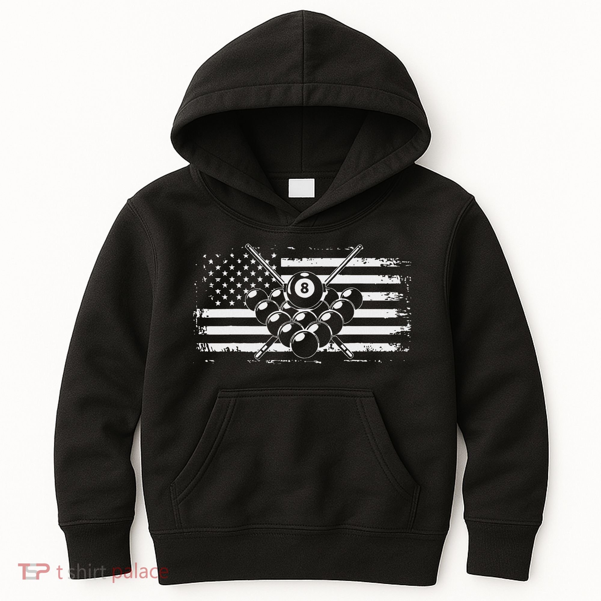 Billiards Pool Billiards American Flag Gift Kids Hoodie