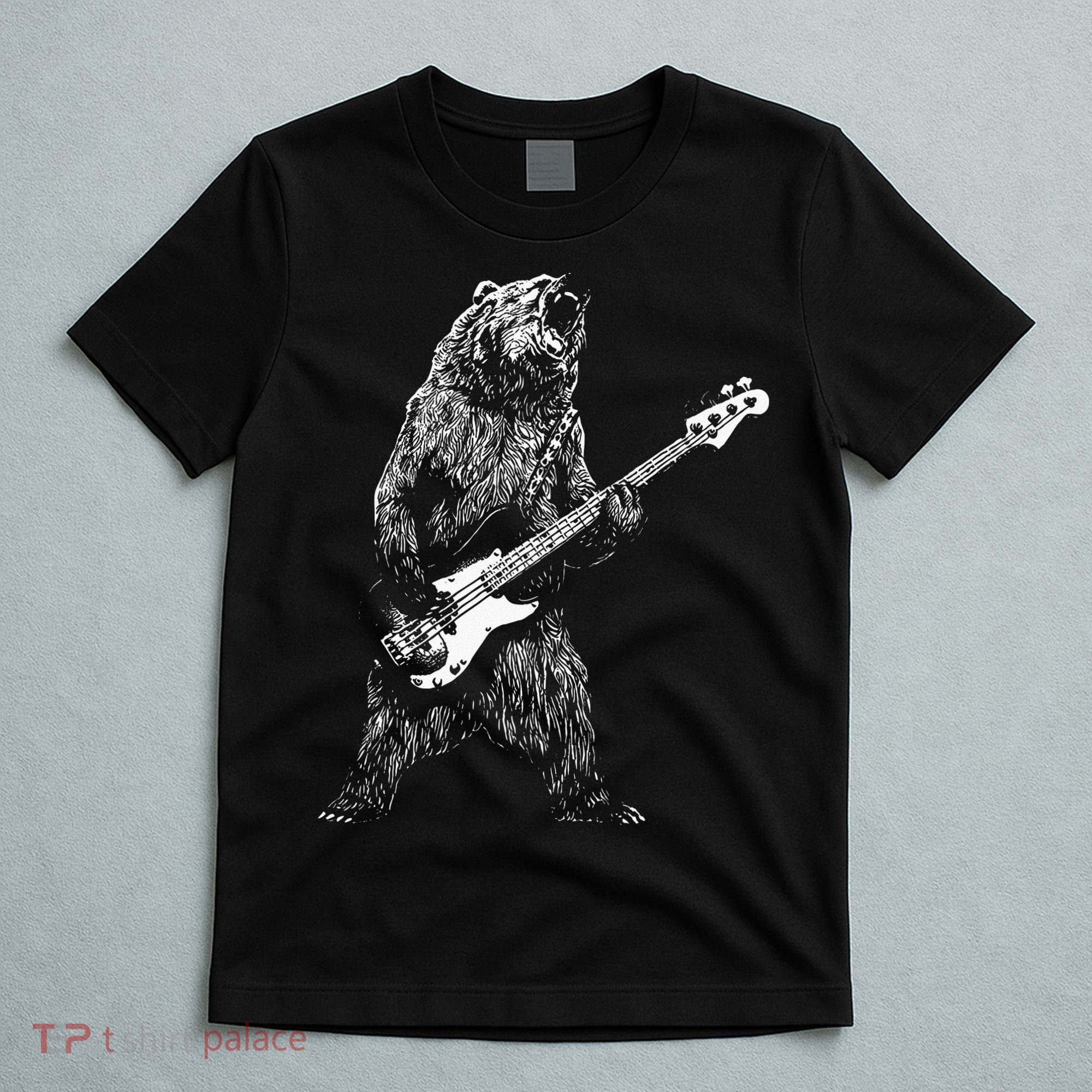 Bear Playing Bass Guitar Animal Playing Guitar T-Shirt