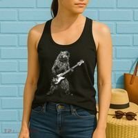 Bear Playing Bass Guitar Animal Playing Guitar Women's Tank Top thumb 2