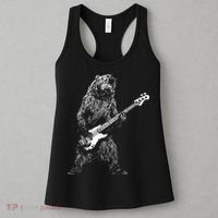 Bear Playing Bass Guitar Animal Playing Guitar Women's Tank Top thumb 3