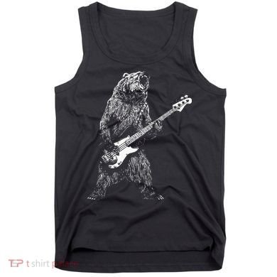 Bear Playing Bass Guitar Animal Playing Guitar Tank Top
