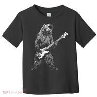 Bear Playing Bass Guitar Animal Playing Guitar Toddler T-Shirt thumb 0