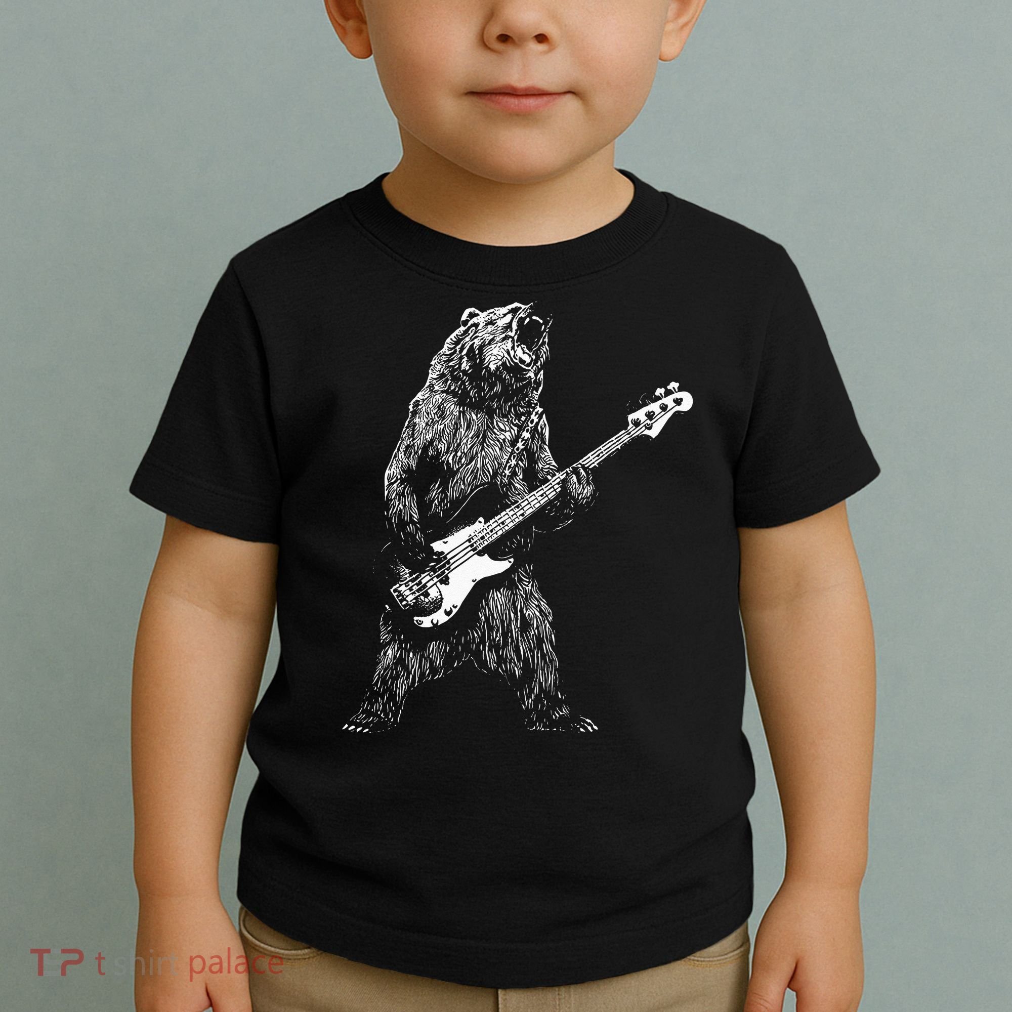 Bear Playing Bass Guitar Animal Playing Guitar Toddler T-Shirt