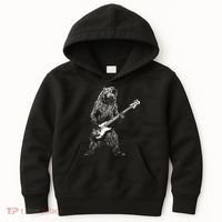 Bear Playing Bass Guitar Animal Playing Guitar Kids Hoodie thumb 0