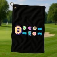 Bitcoin Pixelated Golf Towel thumb 1