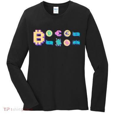 Bitcoin Pixelated Women's Long Sleeve Shirt