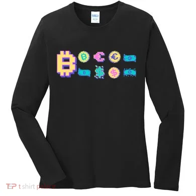 Bitcoin Pixelated Women's Long Sleeve Shirt