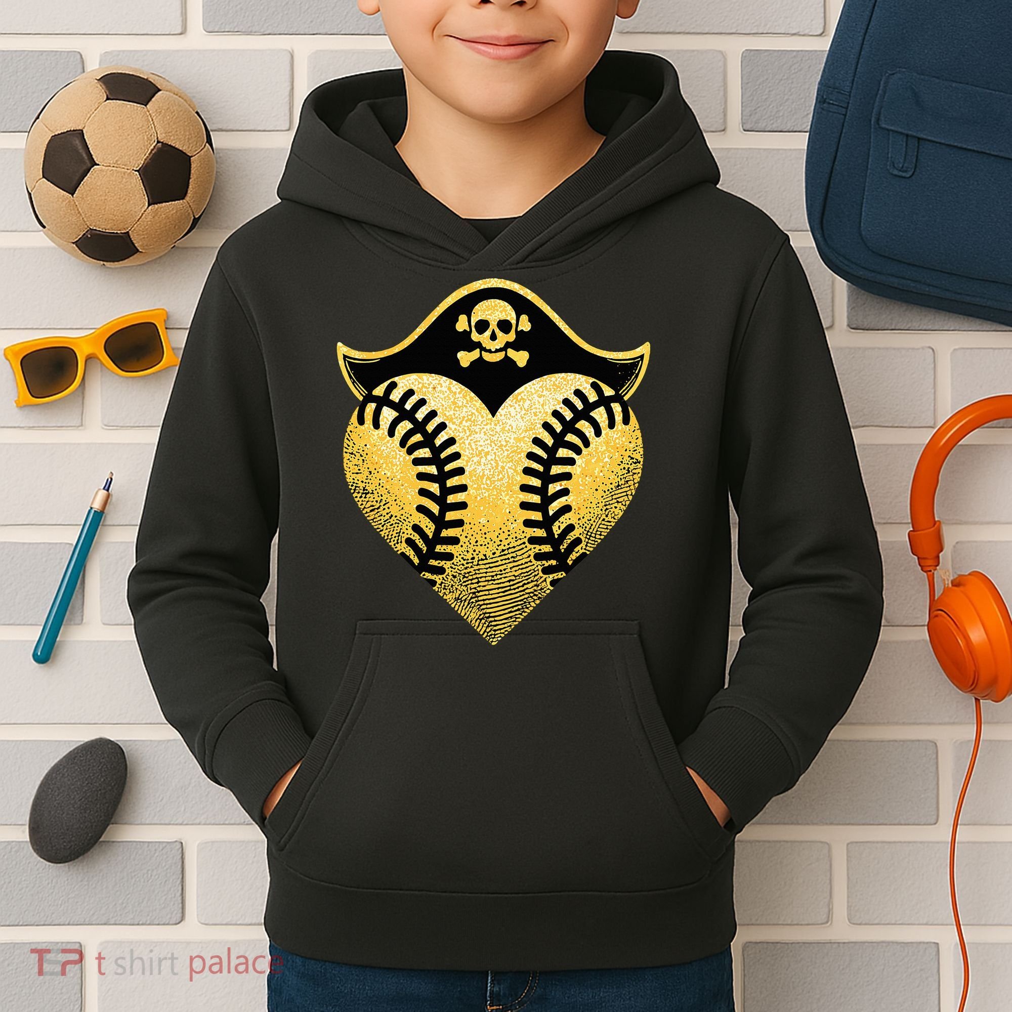 Baseball Pirate Baseball Player Kids Hoodie
