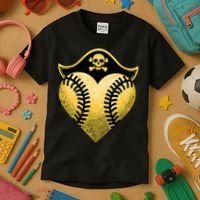 Baseball Pirate Baseball Player Kids T-Shirt thumb 3